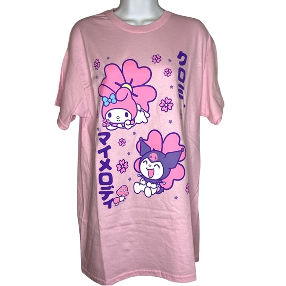 Hello Kitty Tops - Sanrio my melody & kuromi pink graphic T-shirt